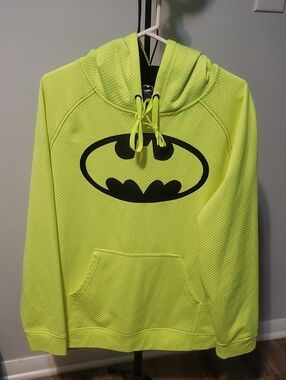 Batman Men’s Neon Yellow Zip-Up Style Sweater with Black Logo